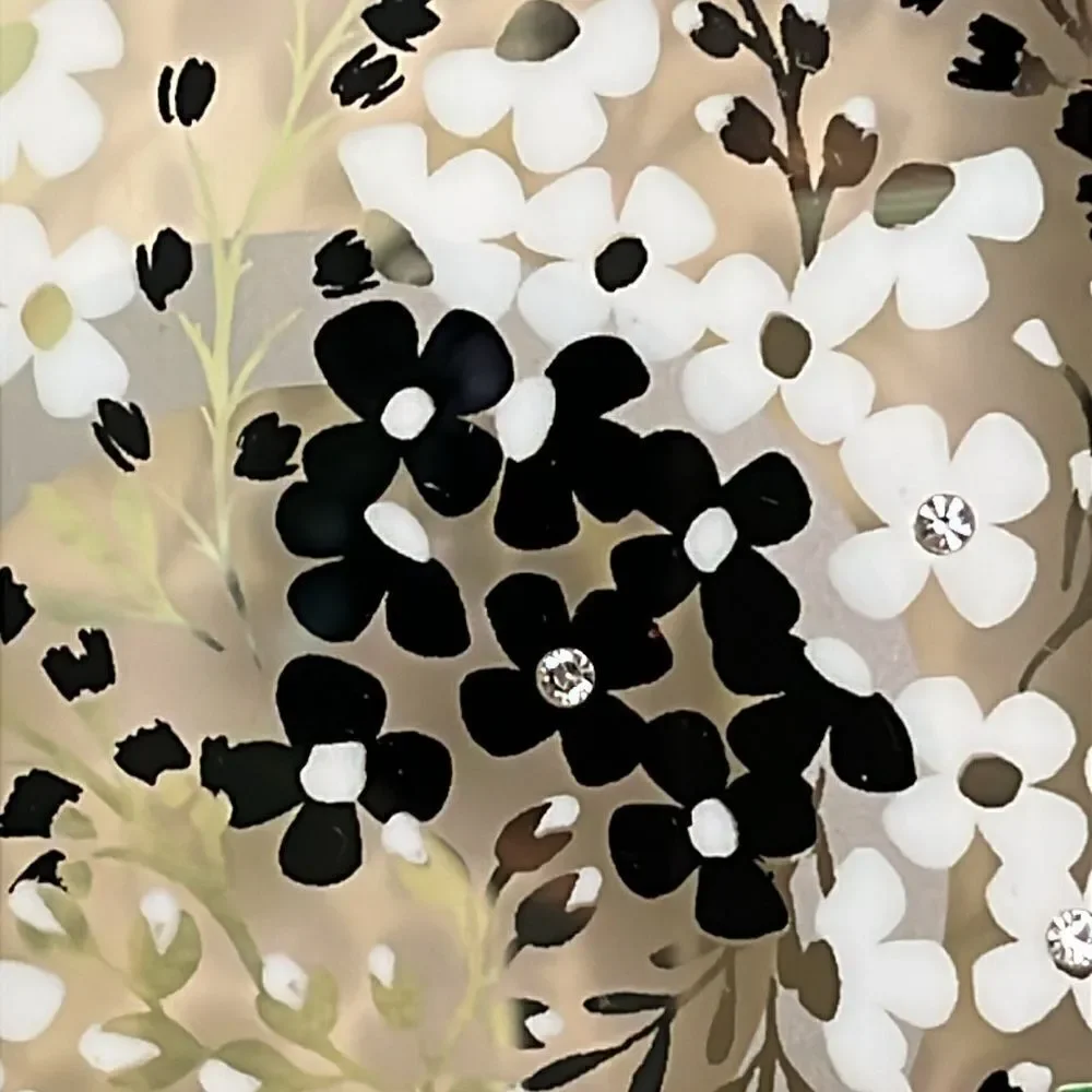 Kate Spade iPhone 15 Plus Protective Case MagSafe Black & White Floral Gems